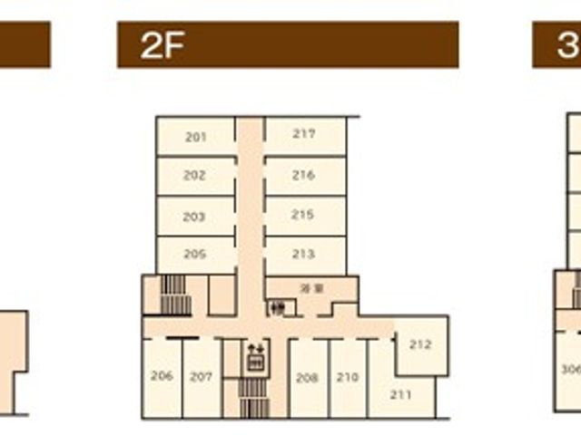 各階の部屋配置図 内観 1階から3階までの部屋配置が明確にわかる図面です。スタッフ動線が理解しやすい構造になっています。