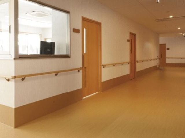 手すり付きの明るい廊下 廊下 手すりが設置された廊下は歩行のサポートを考慮し、安全で快適な移動を促します。