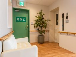 多目的室入口と植物