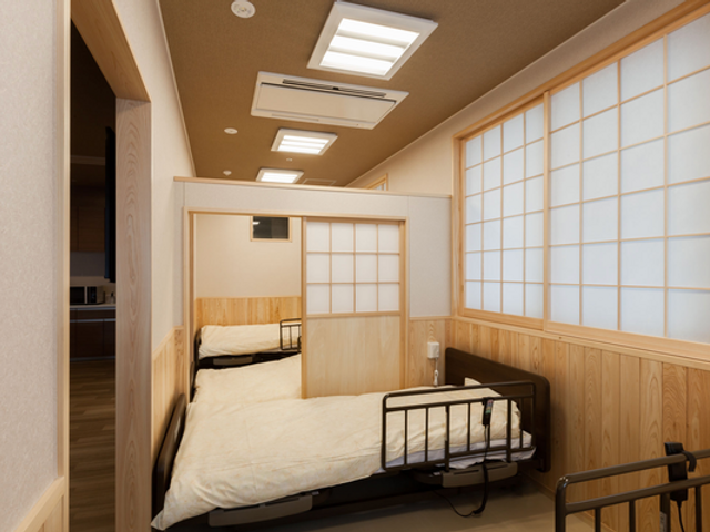 和風の落ち着く居室 居室 プライバシーを考慮した間仕切りのある和風の空間で、利用者が安心してくつろげます。