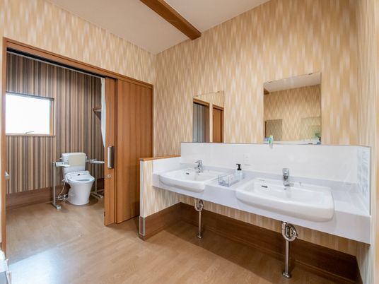 明るいゆとりの洗面台