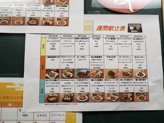 献立表と手書きメモ