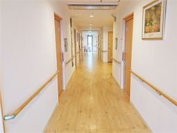 明るい木目調の廊下