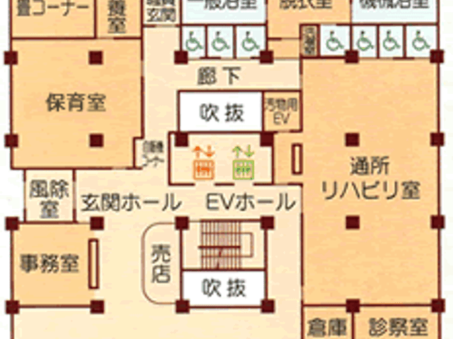 施設の詳細見取り図 内観 施設のレイアウトが一目でわかります。動線が分かりやすく配置され、働きやすい環境です。