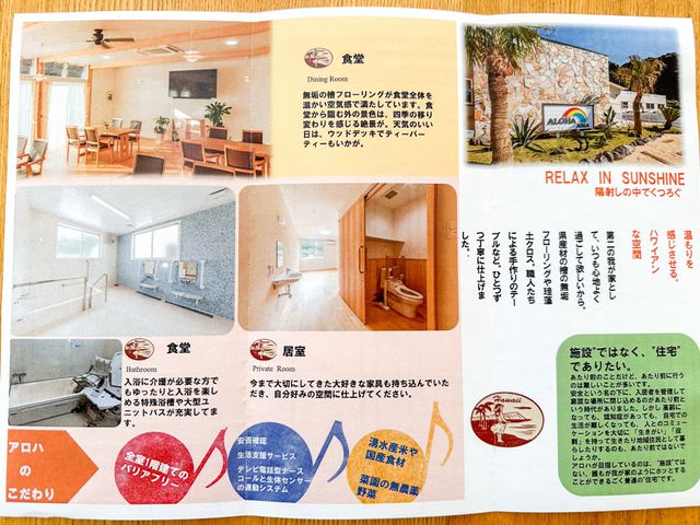明るい空間の職場案内ハガキ 多目的室,居室 明るく開放的な多目的室や居室を備えた施設で、やりがいを感じながら働ける環境を提供いたします。