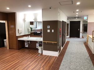 廊下と洗面台の配置