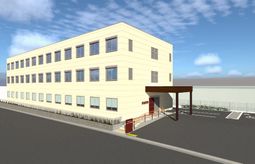 明るい外観の大型建物