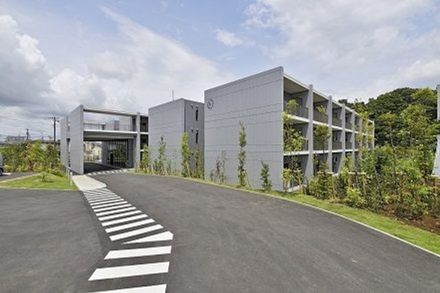 新緑に囲まれた外観