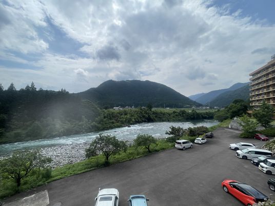 美しい山々と川の景色