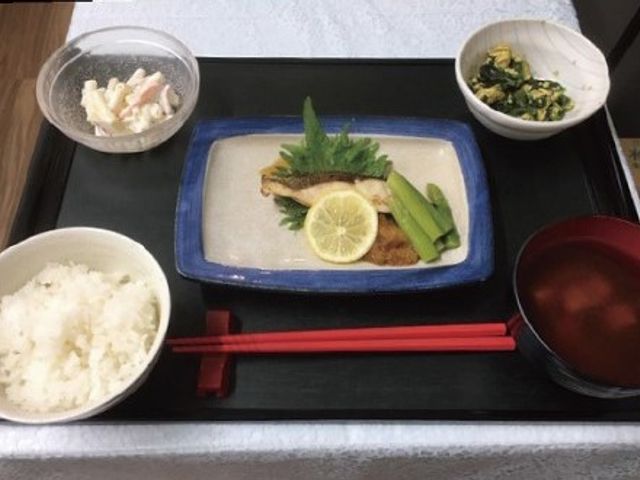 和食の盛り付け例 料理 彩り豊かな和食メニューです。入居者の健康を考えたバランスの取れた食事が提供されます。