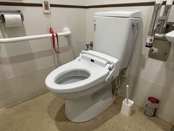 安全な手すり付きのトイレ