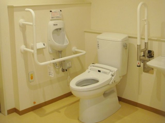 機能的なトイレ トイレ 手すりが設置された安全で広々とした空間です。利用者の安心を重視しています。