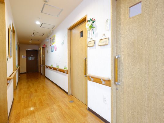 明るい廊下と壁の装飾