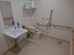 バリアフリーの洗面台とトイレ