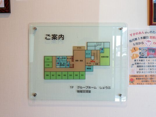 案内図を掲示した壁面