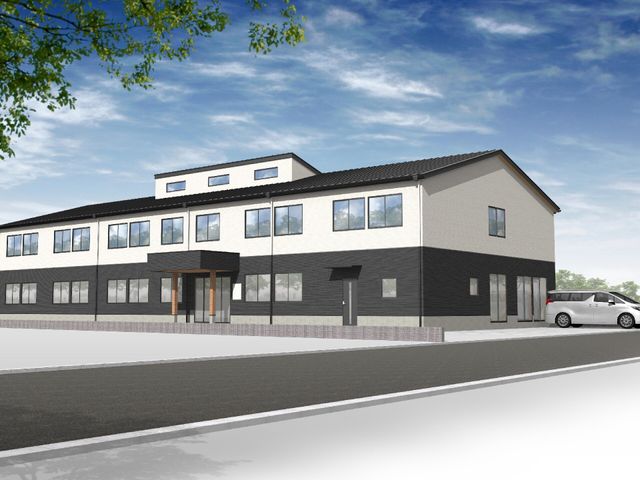新築そうな施設外観 ケア 新しく清潔感のある外観は、働く環境として魅力的です。明るく開放的な雰囲気は、来訪される方々をも穏やかに迎えます。