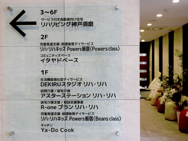 案内板と廊下の風景 清潔感溢れる廊下が広がり、それぞれのエリアへのアクセスを示す案内板が設置されております。