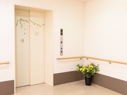 エレベーターと壁飾り