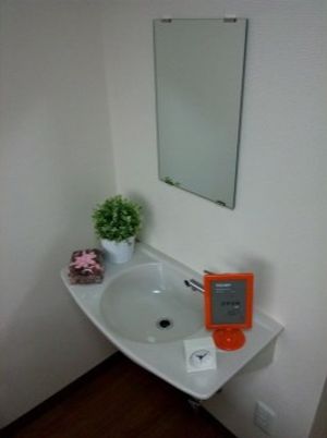 洗面台と鏡のあるコーナー