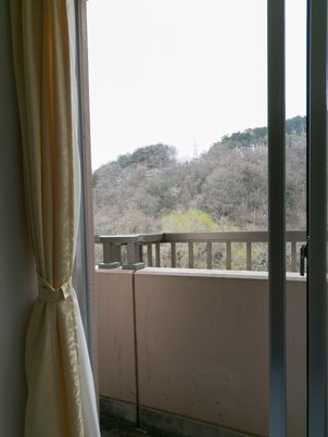 森を望む明るいバルコニー