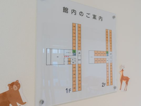 案内図とキャラクターステッカー