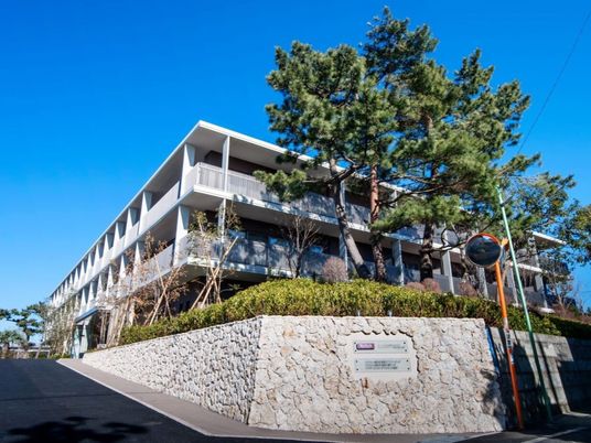 緑に囲まれた建物外観