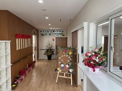 エントランスの花飾り