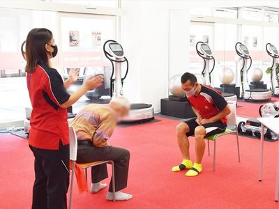 ストレッチする人々の場面