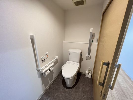 手すり完備のトイレ空間