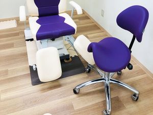 紫の訓練用椅子と機器  