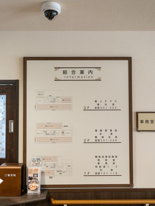 整理された案内図の壁