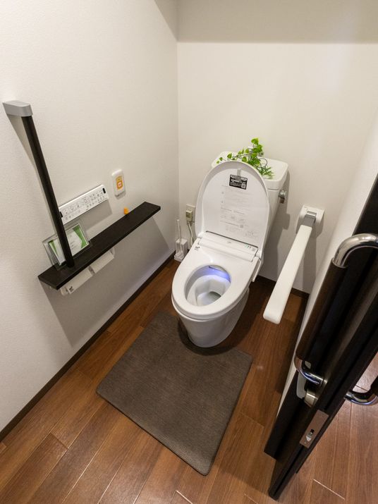 手すり完備のトイレ環境