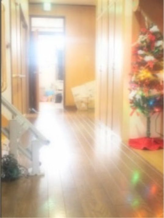 明るい廊下とクリスマスツリー