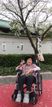 桜の下の車椅子の方  