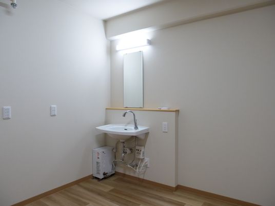 洗面所の壁と床