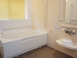 手すり付き浴室の内観
