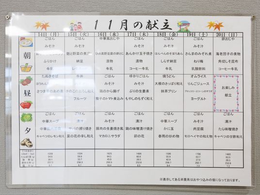 メニュー掲示の掲示物