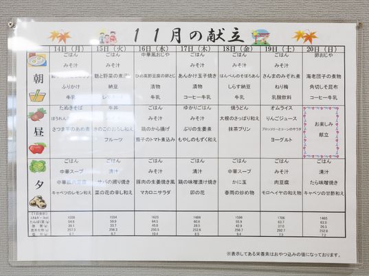 メニュー掲示の掲示物