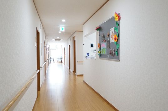 掲示物がある明るい廊下