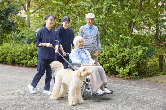 散歩する様子の庭