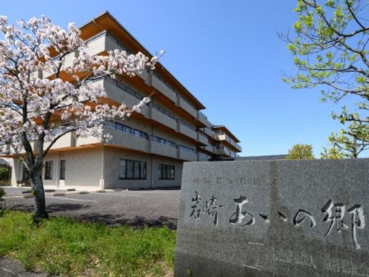 桜と建物の外観  