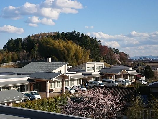 自然に囲まれた施設外観  