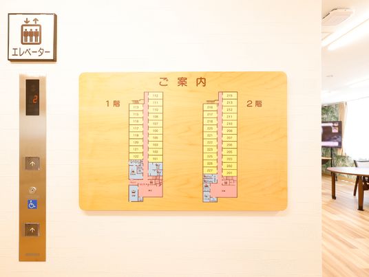 エレベーターと案内図