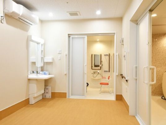 清潔な洗面台と浴室