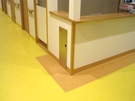 明るい廊下と木製の扉