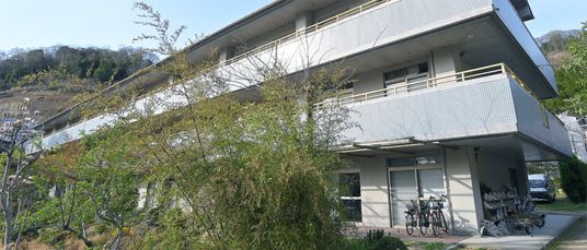 緑が多い外観