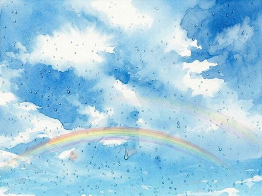 明るい空と虹