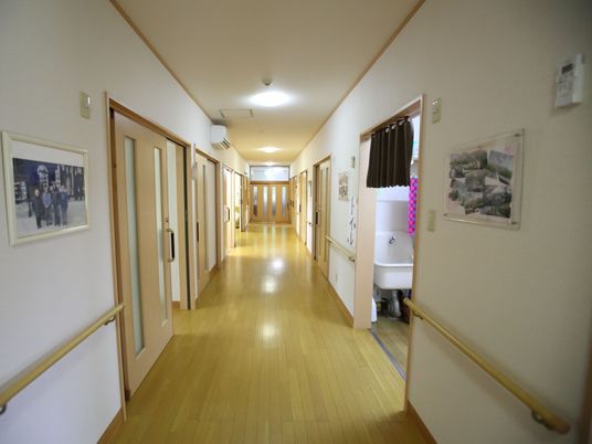 清潔な廊下と掲示物