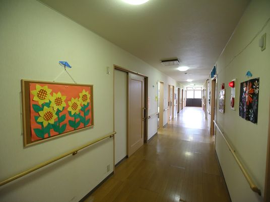 明るい廊下と装飾