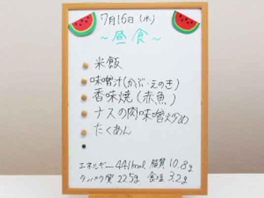 食事メニューの掲示物